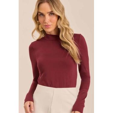 Imagem de Blusa gola alta manga longa feminina ref:104346 - DOCE TRAMA, Merlot, 