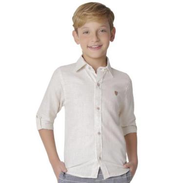Imagem de Camisa Juvenil Look Jeans Linho Bege, 12