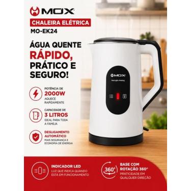 Imagem de Chaleira Elétrica MOX MOEK24 3L 2000W Inox 220V Branco, 220V