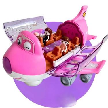 Imagem de Avião Infantil Rosa Bate Volta com Música e Luz LED Entrega Rápida - Á