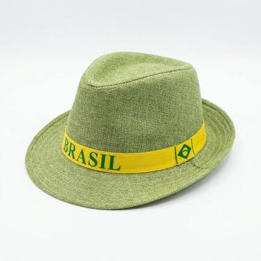 Imagem de Chapéu Panamá Tecido Fita Brasil Verde