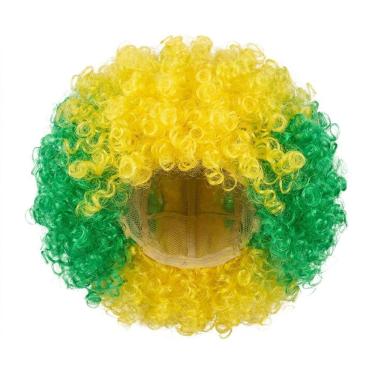 Imagem de Peruca Ondulada Verde E Amarelo Festa Copa