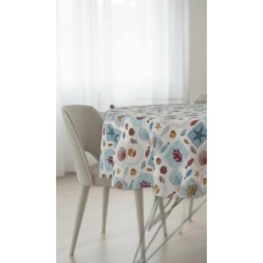 Imagem de Toalha de Mesa Redonda 1.38m PVC Estampa Fundo Mar - Congratulations S