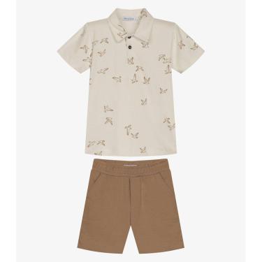 Imagem de Conjunto Infantil Polo Com Bermuda Trick Nick Bege