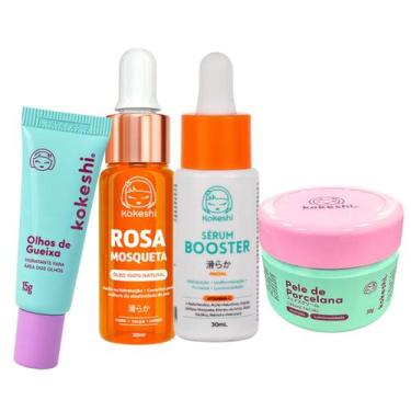 Imagem de Kit 4 Renovadores Kokeshi Vitamina C Rosa Mosquesta Pele Porcelana Olh