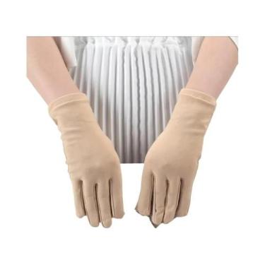Imagem de Luvas Femininas Elásticas Com Proteção UV Para Dirigir, Pretas E Branc
