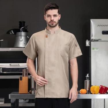 Imagem de Jaqueta De Chef Unissex Para O Verão, Camisa De Cozinha, Uniforme De G