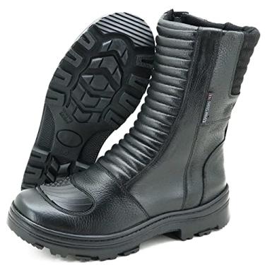 Imagem de Bota Motociclista cano alto em couro ATRON 278 KM PRETA Cor:Preto;Tamanho:40