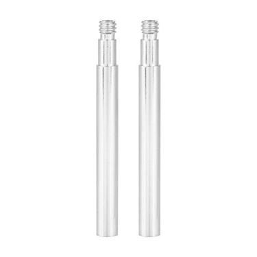 Imagem de Pilipane Adaptador de mangueira de inflador de pneu para torção,extensor de válvula Presta de bicicleta, 2 peças de adaptador de válvula Presta de liga de alumínio de 6 cm, inflar pneu usando bomba de bicicleta padrão (prata)