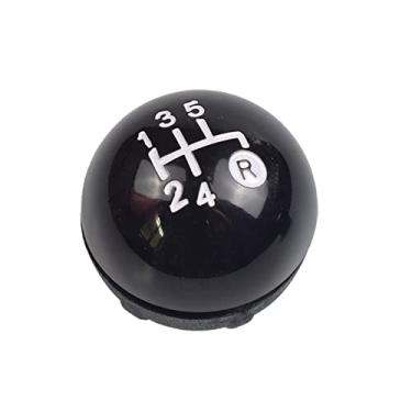 Imagem de 5 Speed Gear Shift Knob Sitck Head Leather Gloss Black Cap Substituição, para Fiat 500 500C 2007 - 2018 (Bright Black, R Marked Abaixo)