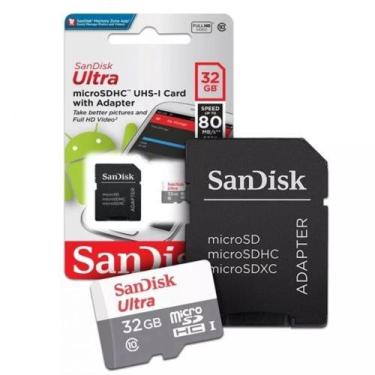 Imagem de Cartão Memória Micro Sd Ultra Sandisk 32Gb 80Mb/S Classe 10 Clr P/ Cel
