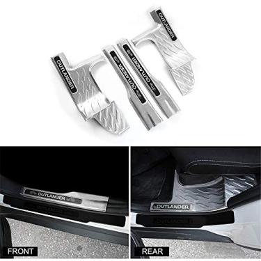 Imagem de 4 peças serve para Mitsubishi Outlander 2013-2021 dentro do peitoril da porta protetor de placa de proteção de mouding guarnição - prata