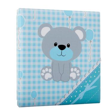Imagem de Álbum Fotográfico Com Estojo Para 80 Fotos 15X21 - Baby Bebê Ursinho Azul Menino