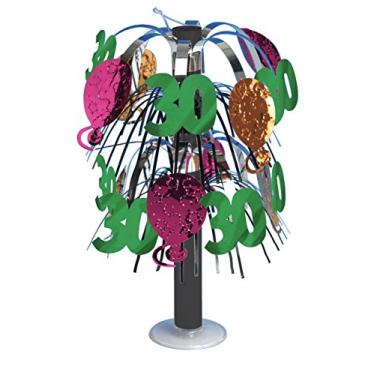 Imagem de Creative Converting Minimesa de 30º aniversário de mesa em cascata artigos de festa de centro de mesa, 26,6 cm, multicolorido