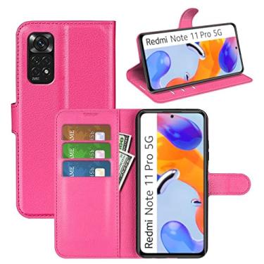 Imagem de Kit Capa Carteira e Película De Vidro 3D 5D 9D Compatível Para Xiaomi Redmi Note 11 PRO 5G (Rosa)