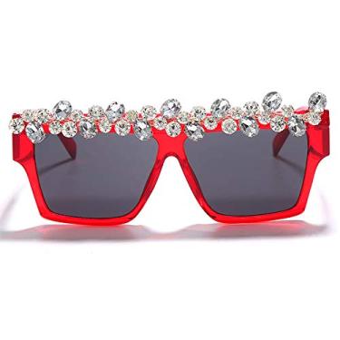Imagem de Óculos de sol de diamante quadrado de grandes dimensões feminino moda de luxo strass óculos de sol masculino uma peça óculos de tons punk, 1, tamanho único