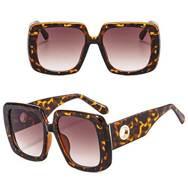 Imagem de Óculos de sol quadrados grandes leopardo feminino designer de moda buraco redondo sexy óculos de sol grande masculino óculos de sol de luxo ao ar livre, chá de leopardo, tamanho único