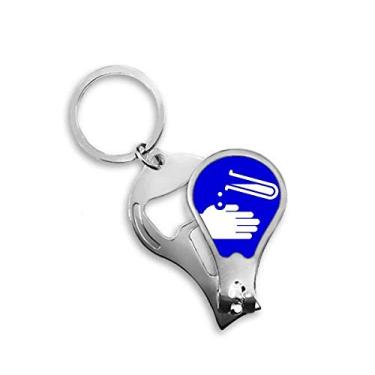 Imagem de Cortador de unhas quadrado azul de corrosão cortador de unhas abridor chaveiro tesoura