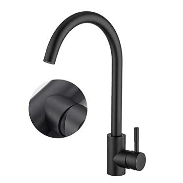 Imagem de Torneira de cozinha de aço inoxidável de ouro preto 360 Torneira de cozinha giratória Torneira de montagem no convés Torneiras misturadoras de pia de água quente fria, b