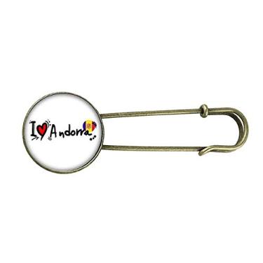Imagem de I Love Andorra Bandeira de Palavra Amor Ilustração Coração Broche de Metal Retrô Joia