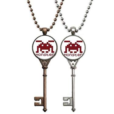 Imagem de OFFbb-USA Body Face Monstros Art Deco Presente Fashion Chaveiro Colar Pingente Joias Decoração de Casal