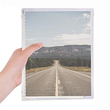Imagem de Caderno de viagem para rodovia, céu, floresta, folhas soltas, diário recarregável, papelaria