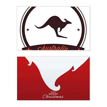 Imagem de Ilustração de Emblema Canguru Sabor Austrália, Feriado, Feliz Natal, Cartão de Parabéns, Mensagem de Letras de Natal