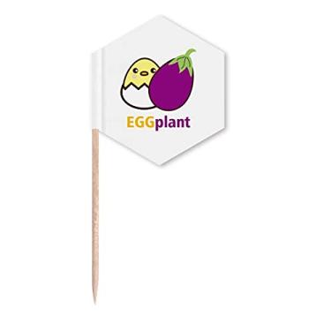 Imagem de Ovo galinha Berinjela silar palito bandeiras para cupcakes festa celebração