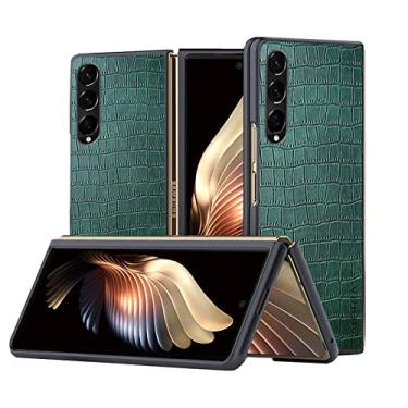 Imagem de Capa de couro de crocodilo de luxo para Samsung Galaxy Z Fold 4 Fold 3 5G Capa protetora para samsung galaxy z fold 4 capa slim fit, verde, para Samsung Z Fold 3