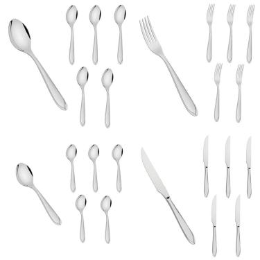 Imagem de Kit Talheres Garfo Faca Colher e Colher de Sobremesa 24 Unidades Inox Tramontina Laguna