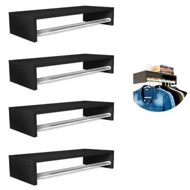 Imagem de Kit 4 Cabideiros De Parede Arara Porta Roupas Closet Multiuso Organizador Lavanderia Pendurar Cabides Loja