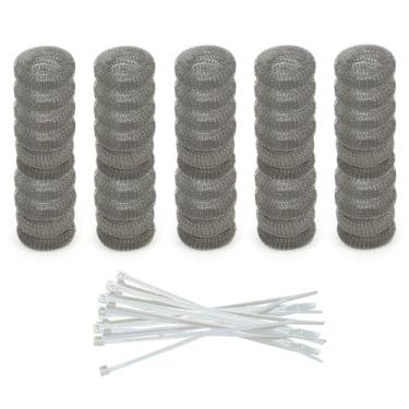 Imagem de Pacote com 50 armadilhas de fiapos de máquina de lavar e malha de aço inoxidável à prova de ferrugem com braçadeiras