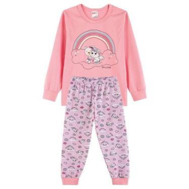 Imagem de Conjunto Pijama Infantil Menina Estampado Meia Malha Inverno - Moderna