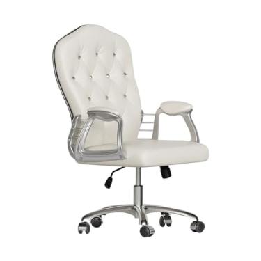 Imagem de Cadeira de escritório luxo moderna cadeira de computador livro elevador de escritório cadeira giratória confortável moda sedentária doméstica cadeira de encosto alto cadeiras de mesa (cor: branco)