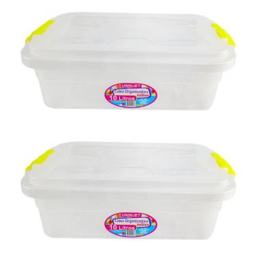 Imagem de Kit 2 Caixa Cesto Organizadora Transparente Multiuso 10 Litros