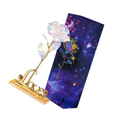 Imagem de rosa eterna porta buquê para flores artificiais folha de ouro rosa base folha de rosa durar o presente presentes rosa de simulação modelo rosa com base flor decorativa definir 24k