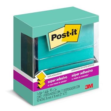 Imagem de Post-it, 3M, Porta Blocos de Notas Adesivas, Transparente e Preto, Refil 76mm x 76mm + 1 Bloco Refil