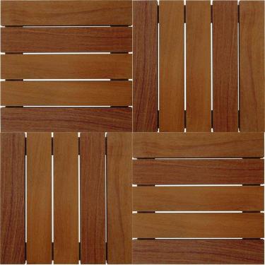 Imagem de Kit Deck em Placa de Madeira Modular 50x50cm com 12 Placas MaderSilva Cumaru