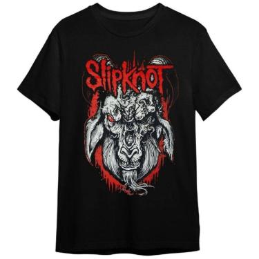 Imagem de Camiseta Slipknot Bode Banda De Rock Preta Unissex Adulto  100% Algodão