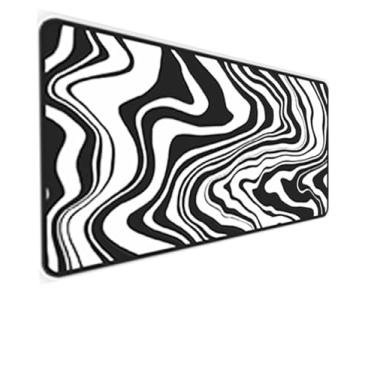 Imagem de Mouse Pad Gamer Speed Extra Grande Profissional com Borda Costurada 70x35 cm - Asbtrato Preto e Branco