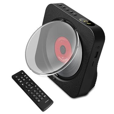 Imagem de XCPHGFM Leitor de CD BT5.1 Leitor de música portátil Rádio FM Desktop CD Runner com tampa à prova de poeira Display LED 6 modos AB Repeat Timer Controle remoto