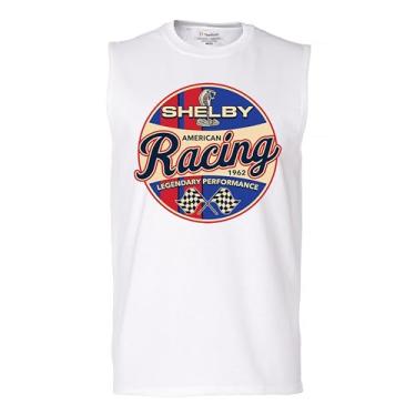 Imagem de Camiseta masculina Shelby Racing Muscle 1962 American Muscle Car Mustang Cobra GT500 GT350 Performance Powered by Ford, Branco, GG