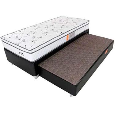 Imagem de Cama Box Solteiro Colchão Molas Ensacadas Com Pillow Bicama Auxiliar Bf Colchões 88x188x58cm