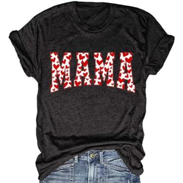 Imagem de Camiseta para mamãe feminina Mom Life Graphic Tees Casual Cute Mother's Day Tops for Mommy, 314-preto, G