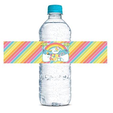 Imagem de Unicórnio Piscina Boia Aniversário Festa Piscina Impermeável Garrafa de Água Embalagem 20 Etiquetas Embrulhadas Tamanho 4,4 cm x 21,6 cm por Amanda Creation