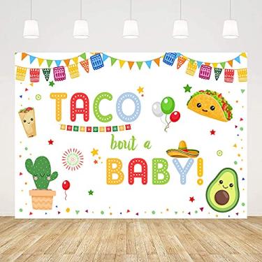 Imagem de ABLIN 2,1 x 1,5 m Taco Bout a Baby Pano de Fundo Mexicano Fiesta Decorações de Chá de Bebê Chapéu de Cowboy de Cacto Neutro Bandeiras Coloridas Fundo Fotografia Fundo Mexicano Decorações de Festa