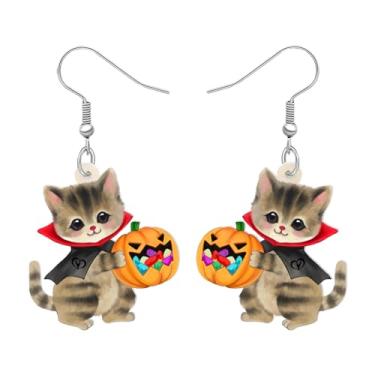Imagem de DALANE Brincos de acrílico anime abóbora gato preto pingente gota gatinho joias novidade presentes para mulheres meninas berloques lembrancinhas de festa de Halloween, Medium, Acrílico, Sem pedra