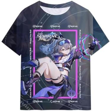 Imagem de bwpilczc Camiseta 3D Honkai Star Railr logotipo de verão feminina masculina manga curta camiseta legal, Estilo 6, G