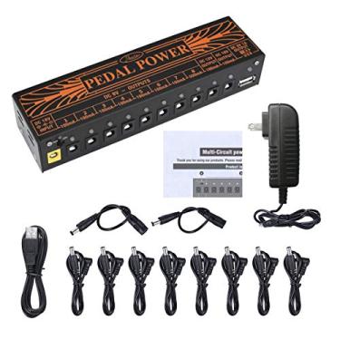 Imagem de Rowin PW-1 Pedal de Guitarra Fonte de Alimentação 10 Saída DC Isolada para Pedais de Efeito de Baixo de Guitarra 9V/12V/18V com Porta de Carregamento USB para iPhone iPad Tablet