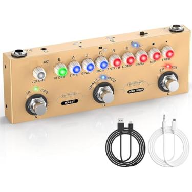 Imagem de M-VAVE CUBE BABY Pedal de efeito de guitarra acústica multifuncional portátil Pedal de guitarra combinado Função de gravação de interface de áudio guitar de madeira/violão de madeira